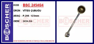 İthal 2454G4 Vites Çubuğu P.206 123mm 2454G4 723075 2865 15085 6332 30370 4542F02 5450001 2454F0 30284