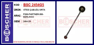 İthal 2454G5 Vites Çubuğu Orta P206-Partner-306-Berlingo 2454G5 30362 2454F2 23255 631303 2454F1 30369 4542G52 45012 2452F3