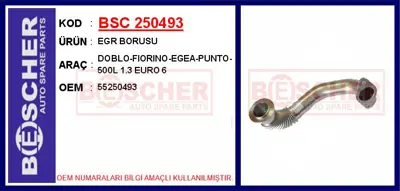 İthal 250493 Egr Borusu Doblo-Fiorino-Egea-Punto-500l 1.3 Euro 55250493