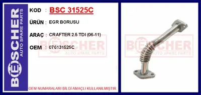 İthal 31525C Egr Borusu Crafter 2.5 Tdi 06-11 076131525C