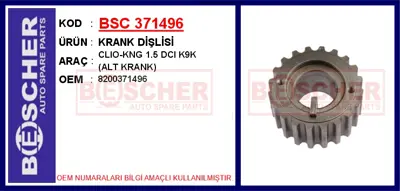 İthal 371496 Krank Dişlisi Clio-Kng 1.5 Dci K9k Alt Krank 8200371496 5543 10644 10445 8200313627 T405543 8200029646 425695 89654 21306