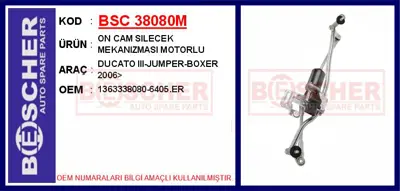 İthal 38080M Ön Cam Silecek Motor - Mekanizmasi Komple Boxer-Ju 1363338080 6405PP V241708 181847W4 2190233 6405ER 1340683080 2190253 207007 1273525