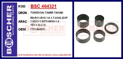 İthal 464321 Torsiyon Tamir Takimi R9-R11-R19 1.6-1.7-Kng-Exp 1 QWB9006 5552400QAA QWB9007 7701464321 10230 QXL118R 6368 785976 721065 21261