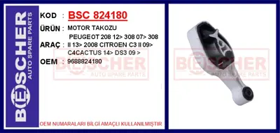 İthal 824180 Motor Takozu Peugeot 208 12-Gt 308 07-Gt 308 Ii 9688824180 6112557 57048 759083 15902 2700081 53349 AS506449 EM4892 EM0978