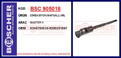 İthal 905018 Direksiyon Mafsalli Mil Master Ii 8200251897 7700302076 8200705018