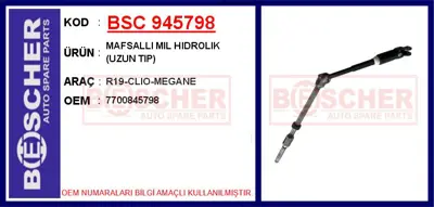 İthal 945798 Mafsalli Mil Hidrolik Uzun Tip R19-Clio-Megane 7700845798