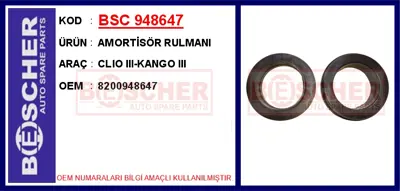 İthal 948647 Amortisör Rulmani Clio Iii-Kango Iii 8200948647 58620 8200200017 FSM5195 54325ED00A 54325JE21C 54325JE20C 54325AX000 VKDA35607 22407020K