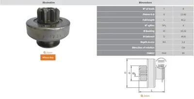 ZEN 1735 8 Dis Renault Clio-Fluence-Kangoo-Megane-Scenic-Da 1201728 225775HQ 10117350 1735 ZN1735 FS10B3 225775 225775A 11641 ACP269