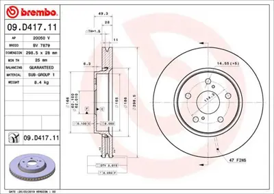 BREMBO 09.D417.11 Fren Diski On Uv Coated Toyota 43512F4010