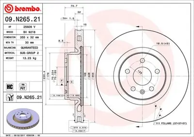 BREMBO 09.N265.21 Fren Diski On Tesla Model S 5yjs 09/12-/ / Tesla Model X 13-  600642000A