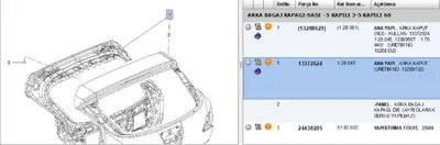 PSA 13372624 Bagaj Kapağı 8971856450 126045 4773131 860092 T911013 454229 654142R R1630011 1100195 VA420018