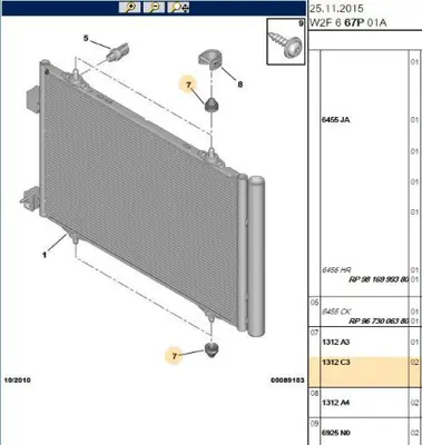 PSA 1312.C3 Radyatör Üst Lastik 1312.C3