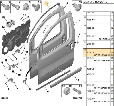 PSA 1614082380 Kapı Ust Lastiği 1614082380