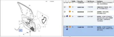 PSA 13400196 Kapak Açma Tutamak Ön Sağ Astj 13400196