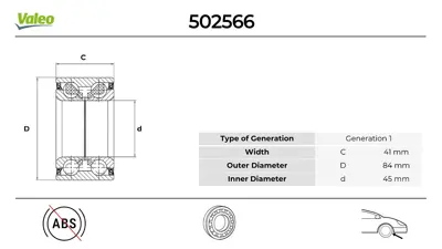 Valeo 502566 On Tekerlek Rulmani Hyundai Ix35 2.0 Crdi 10> Sportage 10> 517203S100 10L0325OYO 10L0325JPN A520906 713626820 37146500004 VKBA7759 HYWB11795 52620B WB1333