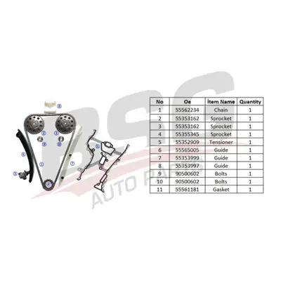 BSG 65-102-007 Eksantrik Zincir Seti 6606022