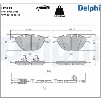 DELPHI LP3719 Fren Balatasi On Bmw X5 E53 00>06 ADB114239 20916501 34112180420 55670749 986494217 969000BSX PAD1232 P06028 1501221537 GDB1529