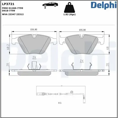 DELPHI LP3721 Fren Balatasi On Bmw E60 E65 E90 E92 E93 E84 34116794918 121073 34116794916 34112339271 16433 6114982 607167 34116761283 37346 D918