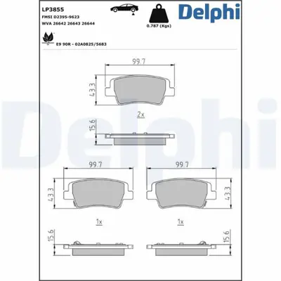 DELPHI LP3855 Arka Fren Disk Balata Hyundai Elantra 2020> 58302AAA30 SP4463