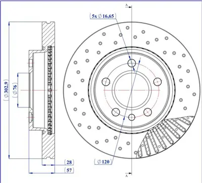 MGA 50426PC On Fren Diski Delikli-303x28 5×120 Vw Amarok 10- 2H0615301A