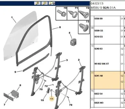 PSA 9241.A8 Cam Açma Kolu Muhafazası 9241.A8