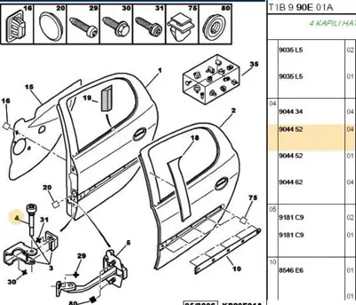 PSA 9044.52 Kapı Menteşe Pimi 904452