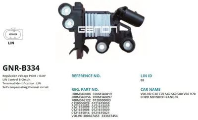 GENON  B334 12v Ford Mondeo 2.0 Tdci-Land Rover Freelander-Vol VR B056 IB6056