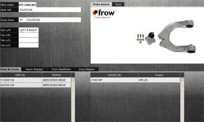 FROW 4771206003 Salincak Sol Mercedes W211 E Serisi BCA6296 57287 2303300138 1161500 33352 160500075 307333 45773B ME929 V301802