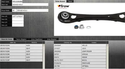 FROW 6551220002 Denge Kolu Arka Sag Sol Audi A4 04-08 8E0501529G 50721 8E0501529F 311L295035 SS7652 50147110 34295035 8E0501529K FL6759F V106073