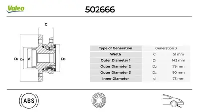 Valeo 502666 Teker Rulmani On Bmw E60 E61 E63 E64 31226760177 15605014 501653 LKBA61025 23369 513210 WM2071 9400170 KWD1203 1441400509