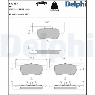 DELPHI LP3487 Fren Balatasi Mg Zs 1.0-1.5 21> Ön 10343249 10197211 10088104 986T11224 GDB8009 D2031