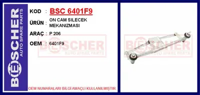 İthal 6401F9 On Cam Silecek Mekanizmasi P 206 SWT10126 6401F9 3398009530 SWT101260 CWT10126 28101621 CWT10126AS 28101621BN 62948700 670020A2