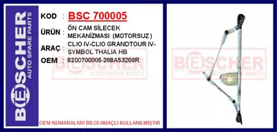 İthal 700005 Ön Cam Silecek Mekanizmasi (Motorsuz ) Clio Iv-Cli... 288A53268R 8101004 19SKV104 MLF601151HQ ESWRE013 ZD143155 69106A2 CWM15195AS 27679591BN SWM151950