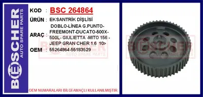 İthal 264864 Eksantrik Dişlisi Astra H-J Zafira B-Vectra C 1.9 ... 55264864 55183529 210006