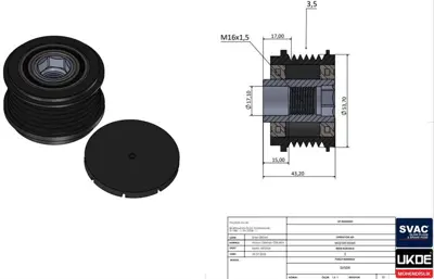 SVAC SV504 Alternator Rulmanli Gobek Kasnak C Max Ii (Dxa   Cb7, Dxa   Ceu): 1.6 Ecoboost 10> Focus Iii: 1.6  E AM5Q 10A352 AA