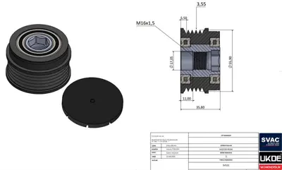 SVAC SV521 Alternator Kasnagi (Rulmanli) Passat (96 05) A4 (01 04) A6 (97 05) Superb 1,6 1,8 19tdi 022903119B