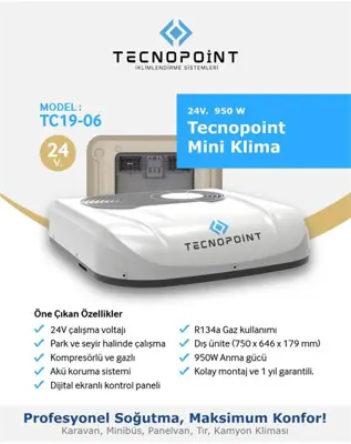 İthal TC19-06 Tavan Tipi Klima 24v Mini Tip Universal TC1906