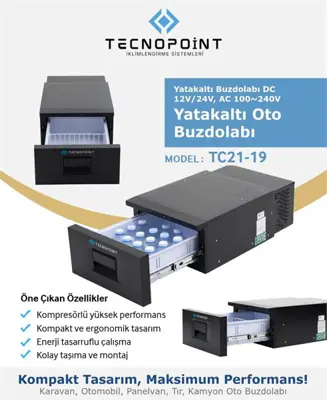 İthal TC21-19 Yatak Alti Buzdolabi 12v-24v 25 Litre Universal TC2119