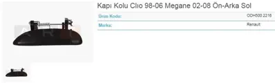 ART ART ODH5002216 Logan Diş Açma Kapi Kolu Ön-Arka B2018 ODH500.2216