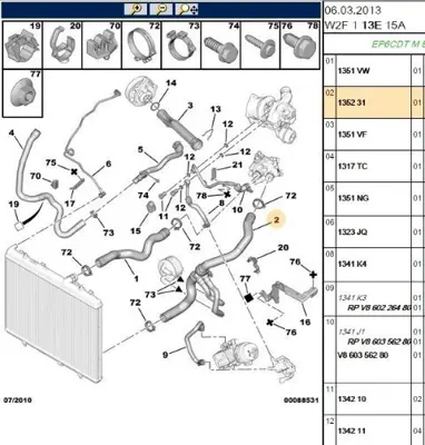 PSA PSA 1352.31 Radyator Alt Hortumu Peugeot P508 1.6 16v Ep6cdt 1352.31