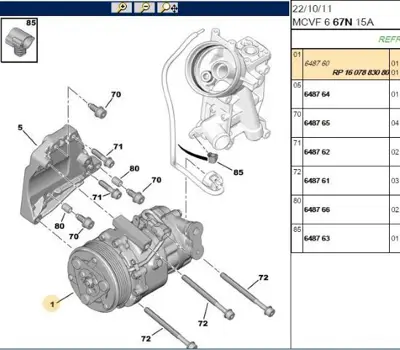 PSA PSA 1607883080 Klima Kompresoru 1.3 1607883080