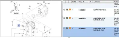 PSA PSA 95368628 Fren Pedal Musuru Chevrolet Lacetti Aveo 95368628