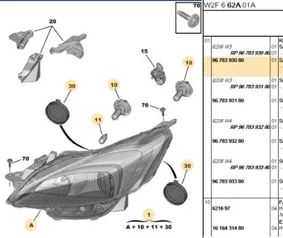 PSA PSA 9678393080 Far Sag Peugeot P508 6206W3 6206.W3 6206W3 6206W3 