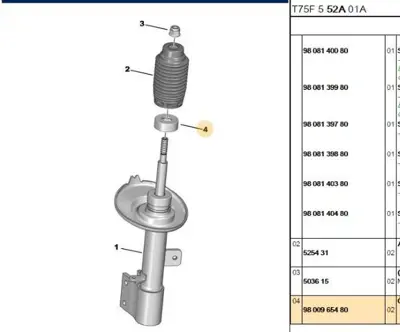 PSA PSA 9800965480 Amortisor Baglanti Somunu Peugeot P308 T9 Rcz 9800965480