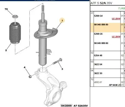 PSA PSA 9804588880 Sol On Amortisor PSA 9804588880