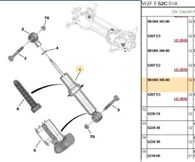 PSA PSA 9805434580 Arka Amortisor 9805434580