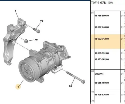 PSA PSA 9809274280 Klima Kompresoru 308 T9 Euro6 1.6 Hdi 120 Bg 9809274280