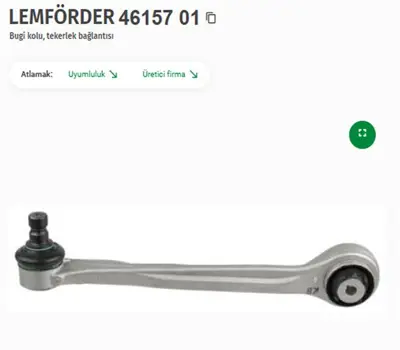 LEMFORDER 4615701 Sol On Ust On Kol Vw Audi 4M0407505B 54769HPS QSJ3852S 33102790 AUTC15657 8500295196 G52066 FCA7599 SS10465 4611832