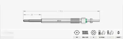 MGA 10198 Kizdirma Bujisi 5v Euro 6 Fiat Egea 500 Panda Punto Doblo 1.3 Jtd Opel Combo Corsa E 1.3 Cdti Alfa Romeo Mito 1.3 Jtd 55238404 1638935380 1214106 250404004 H5158 6148600016 38833 217943210 GLP270 GE135