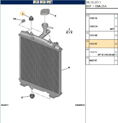 PSA 1312.A7 Radyatör Bağlantı Lastik 1312.A7